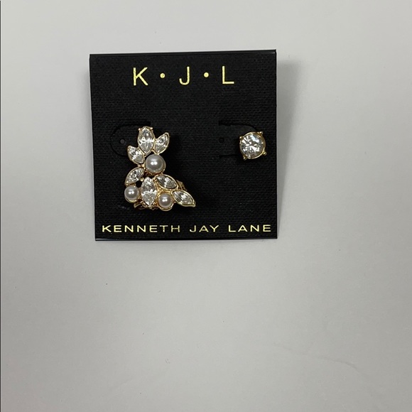 KJL 22k gf crystal and pearl mismatched ea… - Picture 1 of 4